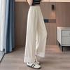 25002 Pantalones de Pierna Ancha con Encaje para Mujer Verano Nuevo Cintura Alta Adelgazante Look Suelto Pequeño Nueve Puntos Piernas Anchas