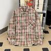 Camisa holgada de manga larga a cuadros contrastantes de estilo Hong Kong para otoño, chaqueta fina para hombres y adolescentes, de moda, lavada a diario.