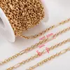 Corrente de cobre entrelaçada fecho de clipe de papel anel redondo pequeno fio chato corrente em forma de O corrente de cruz pulseira DIY colar acessórios de joalheria