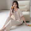 Pijama de Lyocell para Mujer 2026 Nuevo Manga Corta Pantalón Largo Moda Verano Ropa de Casa Estilo Celebridad de Internet Primavera y Otoño