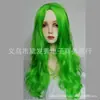 AliExpress venta caliente peluca verde cabello largo rizado mujer anime cos fiesta de Halloween peluca de celebridad en línea venta al por mayor