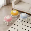 Banqueta Baixa Giratória Doméstica em Forma de Flor com Rodas, Banqueta Pequena Móvel para Sala de Estar, Troca de Sapatos, Cuidado Infantil e Assento para Preenchimento de Costuras