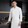 Fivela Dourada Letra Moda Roupa de Trabalho para Chef Masculino Manga Longa Hotel Cozinha de Fundos Preto Inverno Vestuário para Catering Restaurante