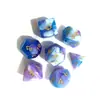 Dados multifacéticos grupo de juego de dados de carrera dados de purpurina tricolor mesa natación carrera porche juego de dados de 7 granos en stock
