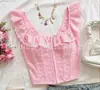 Ropa Moldeadora Sexy de Cuello Cuadrado para Comercio Exterior Transfronterizo Europeo y Americano, Top Moldeador de Cintura Estilo Francés con Botones y Varillas