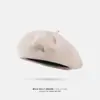 Boina de Lana Redonda Estándar Otoño e Invierno Estilo Japonés para Mujer Gorra Pequeña que Muestra la Cara Retro de Gama Alta Estilo Coreano Color Sólido Gorra Octogonal