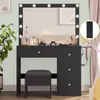 Penteadeira Estilo Europeu com Luzes, Mesa de Maquiagem para Quarto, Mesa de Maquiagem Moderna Minimalista com Armário Integrado, Mesa para Estúdio de Fotografia