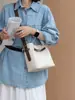 Bolso Cubo de Piel Genuina, Bolso Cubo de Mano para Mujer Estilo Nuevo, Diseño de Moda y Versátil para el Trabajo, Bolso Cruzado de Nicho