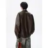 Sello de Acero Estilo Americano Letra Chaqueta de Cuero PU Motocicleta Abrigo Hombres Otoño Nuevo Estilo Marca de Moda High Street Villano Fresco Negro Top