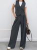Conjunto de Colete sem Mangas Simples de Verão Estilo Office Commuter 2024 Moda Europeia e Americana Conjunto de Duas Peças Transfronteiriço para Mulheres