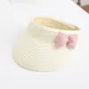 Chapéu de Palha com Laço Fofo para Bebê Chapéu Vazado com Proteção Solar de Verão para Bebê Chapéu de Sol de Palha Tecido para Viagem Protetor Solar Chapéu de Sol Infantil