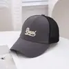 Gorra de Malla Cabeza Grande Letra Bordada Gorra de Béisbol para Mujer Primavera y Verano Estilo Coreano Combinación Perfecta Mostrar Rostro Cara Pequeño Ala Ancha Pico de Pato Gorra para Hombre
