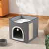 Ninho de Gato Dobrável Três Camadas Porta Dupla Sisal Semi-fechado Transfronteiriço Arranhador Dupla Camada Multifuncional Casa para Afiar Garras de Gato
