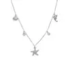 Colar Transfronteiriço de Aço Titânio Pingente Dourado Concha Boêmia Estrela do Mar Inlaid com Zircônio Colar Exquisito