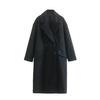 Otoño nueva ropa de mujer moderna simple doble botonadura suelta lana abrigo de longitud media 3046701