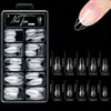 Set de parches para uñas de doble uso, longitud extendida, completo y medio, 100 piezas en caja, parches de uñas ponibles, parches de uñas para manicura sin costuras semi-mate