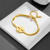 Novo Design Lele Jewelry Conjunto de Três Peças Trevo da Sorte de Quatro Folhas Colar, Pulseira, Brincos Atacado Não Desbota 18K