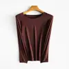 Camiseta básica feminina com camada interna ultrafina, nova T-shirt de manga longa para outono e inverno, slim fit, realçadora da pele, aquecimento infravermelho distante, hidratante para mulheres