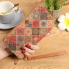 Billetera Larga Femenina Daifa Transfronteriza Bolso para Tarjetas de Personalidad Artística Vintage Diseño Estampado Grano de Madera Billetera para Monedas de Gran Capacidad