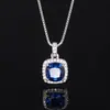 2024 nueva joyería Huabi cobre chapado en oro retro simulación cristal azul afilado cuadrado grueso estilo simple traje femenino 8*8