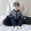 Ropa de Bebé Ropa de Otoño e Invierno Estilo Coreano Bebé Rayado Nuevo Cárdigan Tejido Suéter Chaqueta para Bebé y Niño Pequeño Otoño Combinable