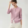 Cárdigan Top de Punto Trenzado Cuello Redondo Aran Punto Regular Estilo Coreano Otoño/Invierno Nuevo Cachemira Seda de Morera Ropa Exterior