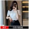 Camisa Blanca Cuello en V para Mujer 2025 Nuevo Traje de Alta Gama con Traje Profesional Formal para Entrevista Camisa para el Lugar de Trabajo