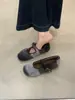 Sapatos Macios de Pelúcia Estilo Francês Ludake para Mulheres, Sapatos de Cano Baixo com Bico Redondo para Outono e Inverno com Lã Adicionada, Sapatos Mary Jane