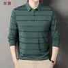Nueva camiseta polo de hombre para otoño e invierno, ropa de hombre con cuello camisero, camiseta de rayas casual de negocios de manga larga, disponible para venta al por mayor