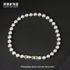 Pulseira Tennis Colorida de Aço Titânio com Zircônia Full Diamond Luz Verde Luxo High-End Hip-Hop Europeu e Americano Pulseira de Aço Inoxidável Europeu e Americano