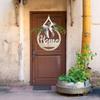 Decoración transfronteriza para el hogar nuevo colgante de puerta hueco para el hogar placa de madera para puerta Pascua Navidad productos de madera para las fiestas