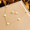 Conjunto de Dos Piezas al por Mayor Transfronterizo de Elegantes Accesorios Multielemento de Acero Inoxidable Chapado en Oro con Perlas, Conjunto Sencillo y Versátil para Mujer