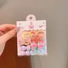 Elástico de cabelo xadrez de cinco pontas para crianças, corda de cabelo com laço em formato de coração para meninas, elástico de cabelo que não danifica, conjunto de Ano Novo