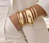 Joyería Europea y Americana de Venta Caliente Transfronteriza, Pulsera Metálica Brillante de Textura Exagerada de Moda para Mujer, Pulsera Ancha de Banda de Nicho de Alta Gama