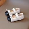 Zapatos de Cuero de Boca Baja para Niñas Zapatos Elegantes de Princesa Small Xiangfeng Primavera 2025 Nuevos Zapatos de Lazo de Suela Blanda para Niños