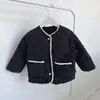 Casaco de Algodão Estilo Chanel para Meninas 2023 Inverno Novo Acolchoado Espesso Jaqueta Estilosa Infantil Roupas de Fora para Bebê Casaco de Algodão