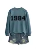 Amazon eBay sitio independiente casual simple cómodo mujer 1984 digital otoño e invierno nuevo cuello redondo manga larga sudadera