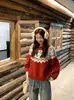 Suéter de punto Fair Isle para mujer, otoño e invierno, retro, corte holgado, estilo casual, engrosado, jersey, top con temática navideña