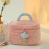 Bolsa de cosméticos de pana, bonita bolsa de aseo con un bonito color, con diseño de tulipán y flores, portátil y de gran capacidad.