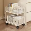 Carrinho de lanches doméstico, design estiloso, estante de armazenamento de brinquedos de várias camadas para a sala de estar, estante de chão, prateleira de vegetais de cozinha com rodas