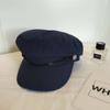 Sombrero de Verano para Mujer Estilo Británico Coreano Moderno Celebridad de Internet Boina Combinable Estilo Japonés Elegante Gorra Azul Marino Gorra Casual