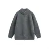 Yidao Roupas Vintage 2026 Outono Novo Retrô Americano Estilo Simples Cor Sólida Solto Zíper Duplo Cardigan Suéter Jaqueta