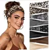 Faixa de Cabeça Esportiva Nova Estilo Europeu e Americano, Absorvente de Suor, Faixa de Yoga Fashion com Estampa de Leopardo e Aba Larga, Lenço de Cabeça Feminino Respirável e Macio, Disponível para Dropshipping