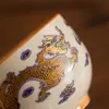 Taza de té, Taza de maestro, Taza individual, Cuenco de té, Juego de té Kung Fu de cerámica para un solo hogar, Caja de regalo con logo, Dragón y Fénix de cerámica