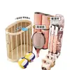 Cesta de Armazenamento para Tapete de Yoga, Rack de Armazenamento para Equipamentos de Fitness Doméstico, Ferramentas Esportivas, Artefato de Armazenamento para Suprimentos de Basquete com Haste de Espuma de Madeira