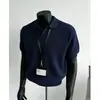 Polo de punto retro americano 2026, camiseta de manga corta para hombre de verano, top elegante de canalé de manga corta de alta gama