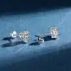 Pendientes de Plata S925 con Forma de Corazón y Moissanita de Venta Caliente Transfronteriza para Mujer, Pendientes de Botón con Forma de Corazón Modernos y Sencillos, Pendientes Únicos y Elegantes