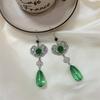 Brincos de borla de gota de água verde Flower Love Niche Design 2024 Novos brincos para mulheres