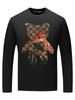 Camiseta de Outono masculina manga longa slim fit gola redonda modal masculina camisa undershirt trendy elástica urso com strass