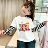 Camiseta Manga Longa Respirável 100% Algodão para Meninas Infantil Nova Estilosa Primavera/Outono 2026 Roupa de Outono para Meninas Camada Base